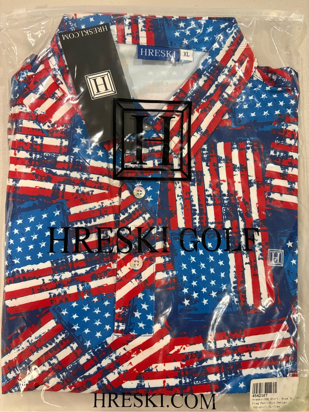 Hreski Golf Patriotic Flag Print Polo Shirt - Red, White & Blue